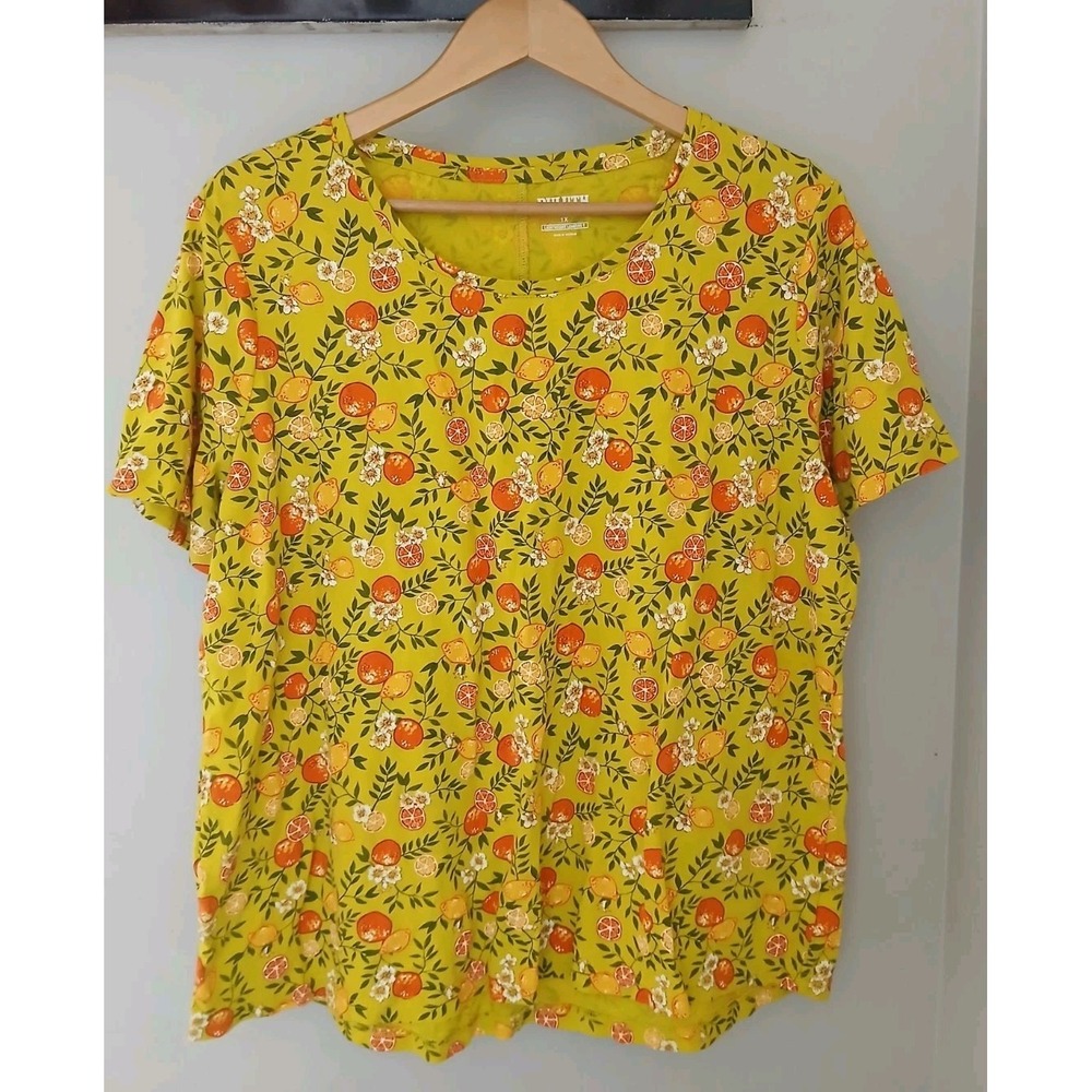 Duluth Trading Lightweight Longtail T Shirt Size 1X Cotton Citrus Lemons